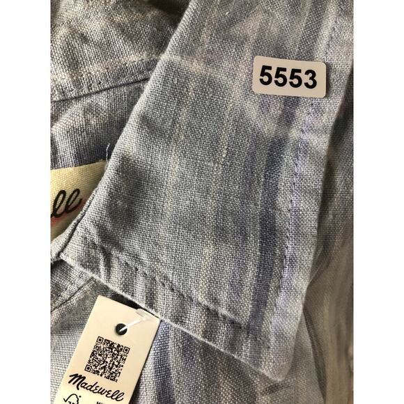 Madewell Easy  Shirt  Linen Short Sleeve Dusty Pool NWT S - Picture 9 of 9